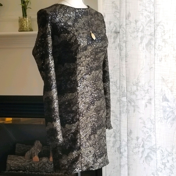 Guess Los Angeles Sequin Long Sleeve Dress - Picture 4 of 10